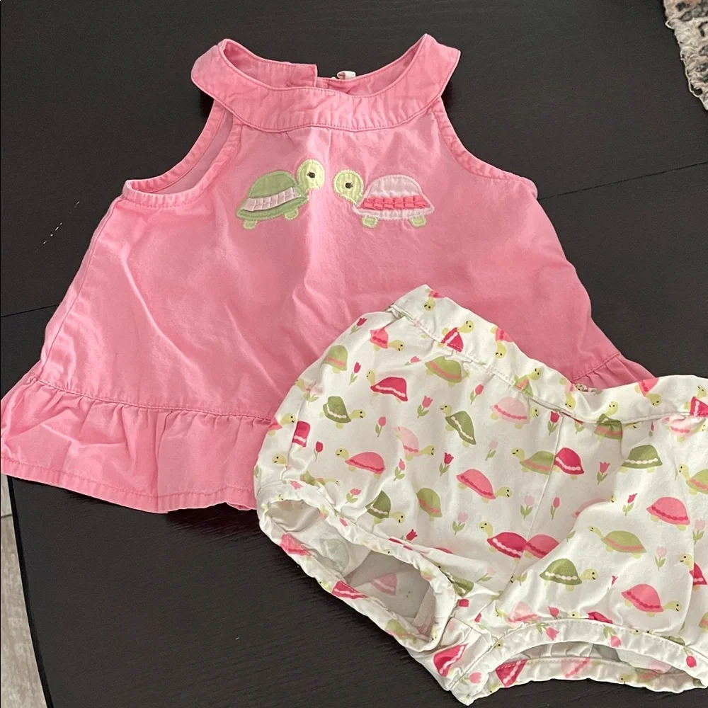 Gymboree Pink and White Turtle Diaper Cover Set - Picture 1 of 4